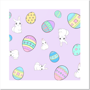 Easter Bunnies and Eggs Patterns Posters and Art